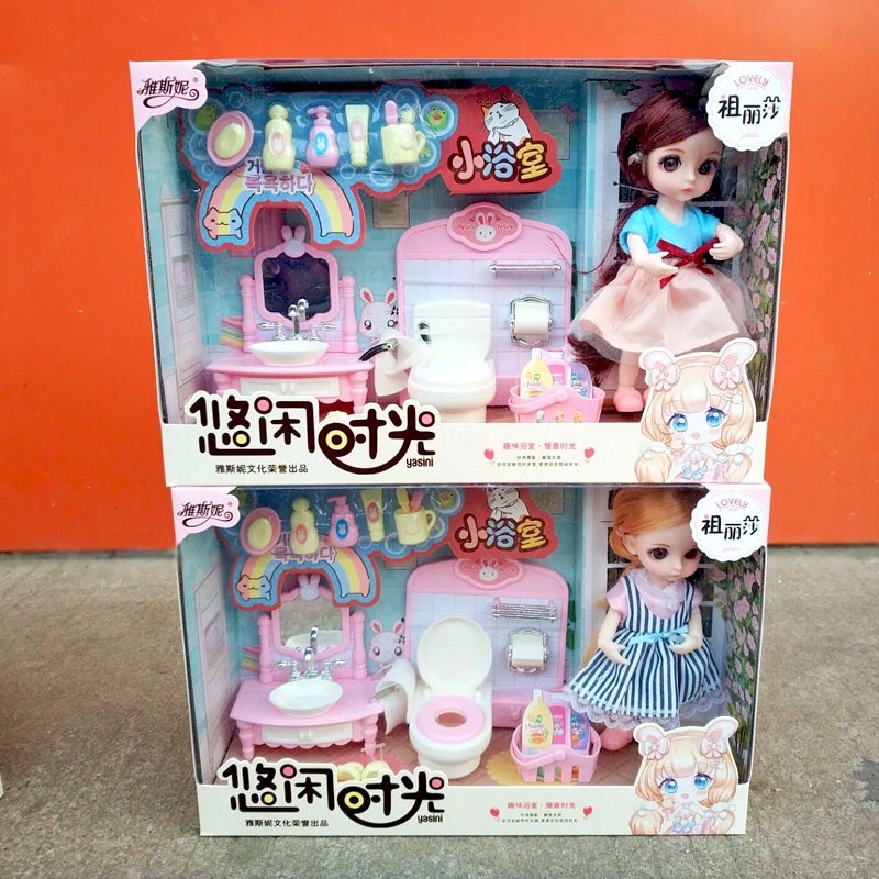 🌸 Set Búp bê & Phụ kiện phòng tắm 737-5 🌸 Váy giao màu ngẫu nhiên