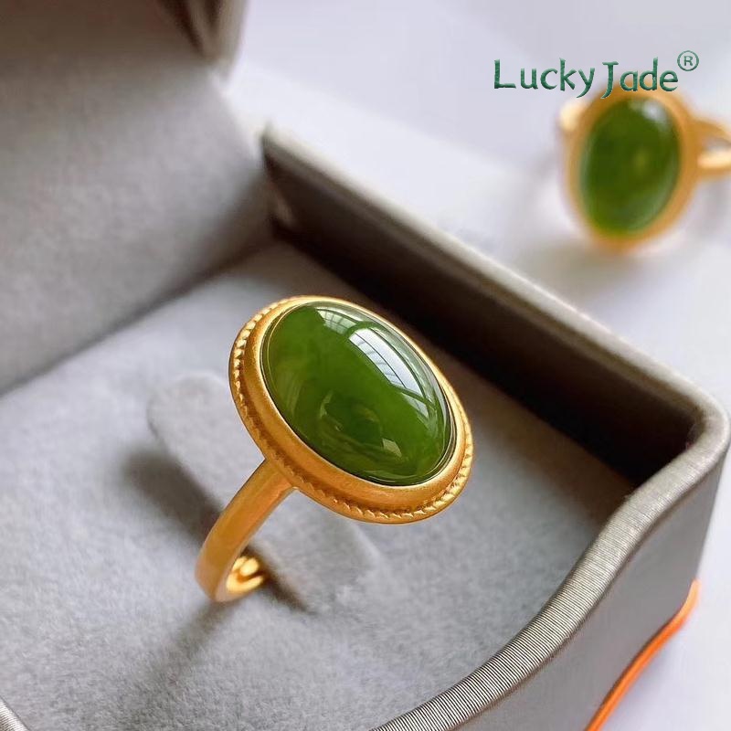 Nhẫn Hở Mạ Bạc 925 Đính Đá Ngọc Bích Nhân Tạo Phong Cách Cổ Điển Có Thể Điều Chỉnh
