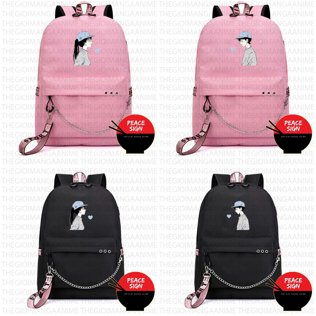 Balo thông minh in hình SHINICHI RAN Couple DETECTIVE CONAN Thám Tử Lừng Danh anime chibi cặp sách đi học