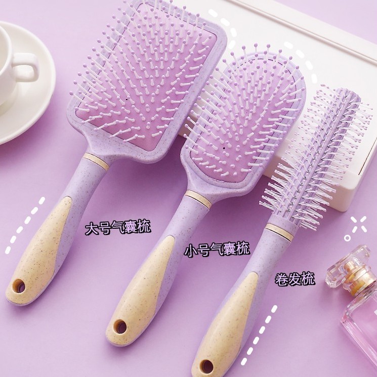 Lược chải tóc xoăn túi khí chải tóc xoăn bồng bềnh màu hồng phong cách Hàn Quốc cho nữ