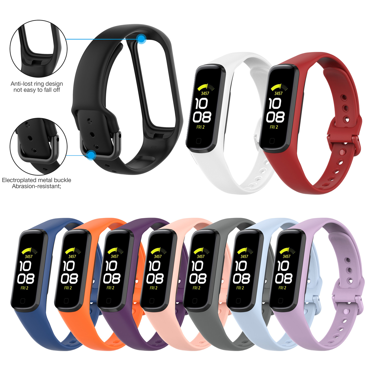 Dây đồng hồ thể thao thông minh bằng silicon phù hợp nam nữ dành cho Samsung Galaxy Fit 2 SM-R220