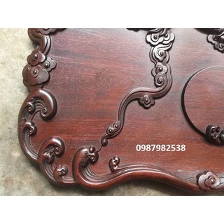 Khay trà gỗ gụ đục trạm Rồng
