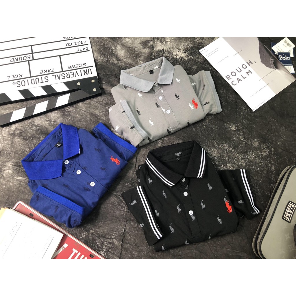 Áo Polo Họa Tiết Ngựa In Logo Cá sấu bao xịn