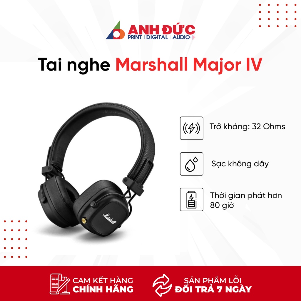 Tai Nghe Bluetooth Marshall Major IV (4) - Hàng Chính Hãng ASH Bảo Hành 12 Tháng