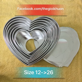 Khuôn Tim Đế Rời size 22cm