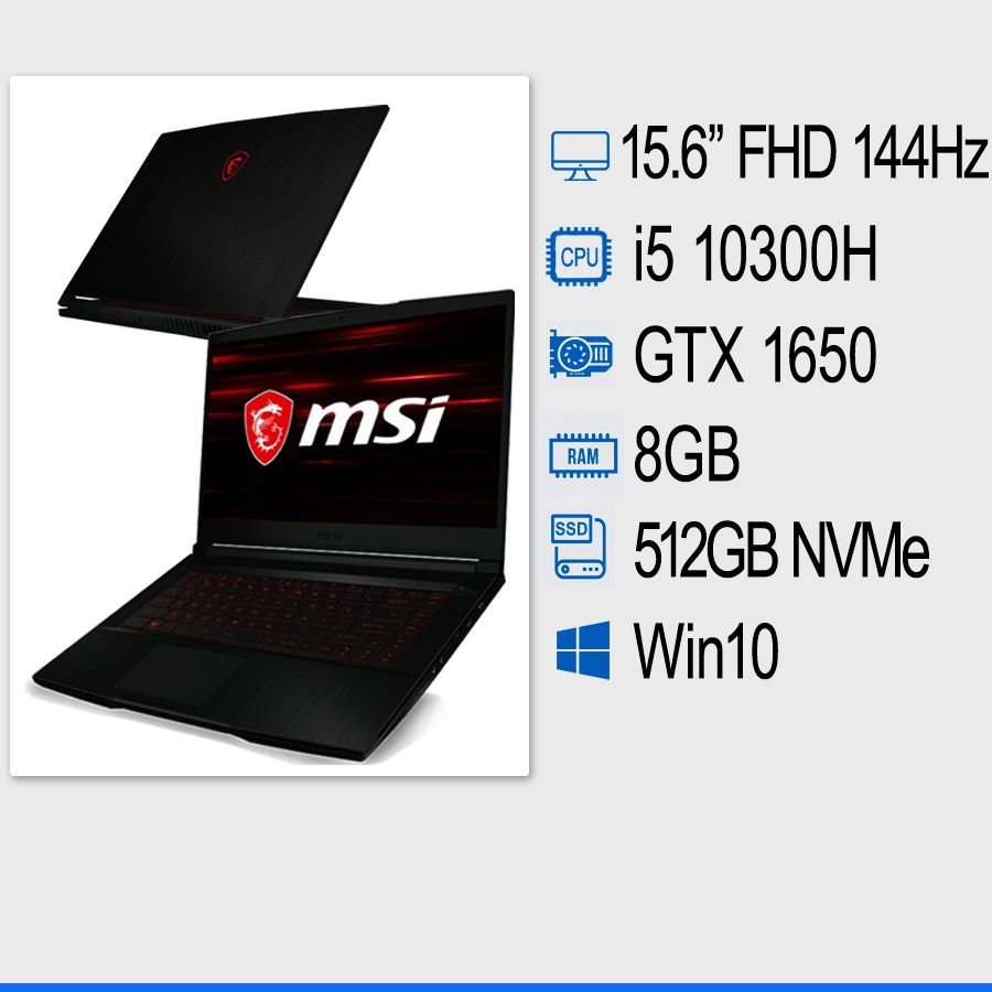 LAPTOP GAMING MSI GF63 THIN 10SC 014VN CHÍNH HÃNG