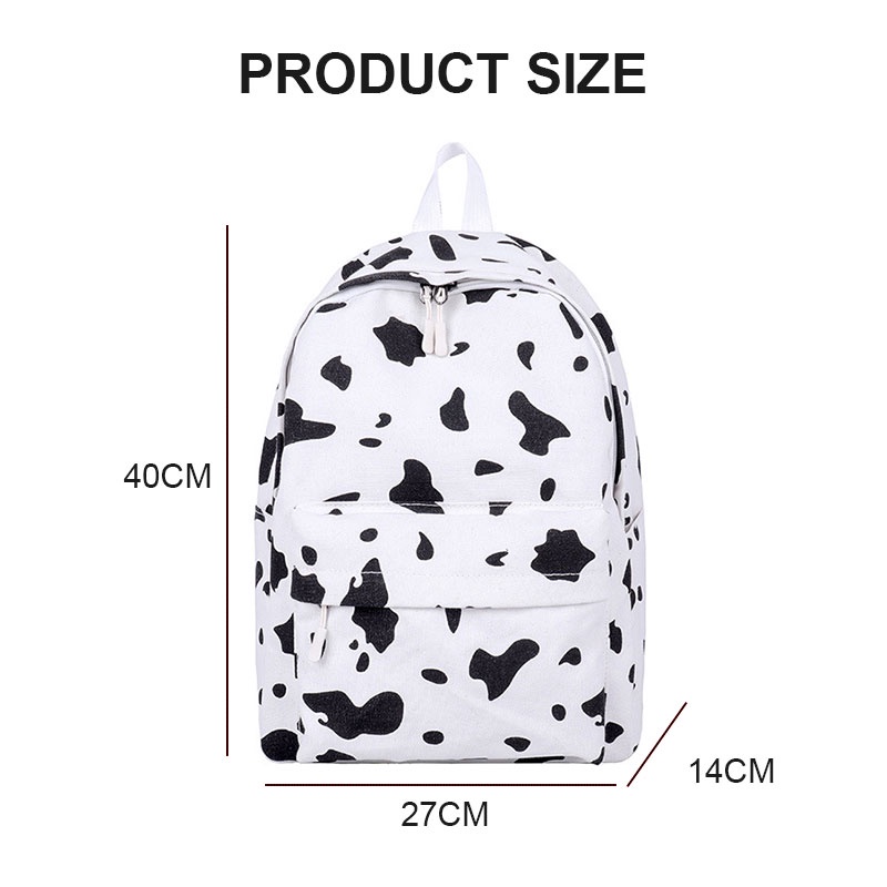 Balo YADOU chất liệu canvas họa tiết bò sữa màu tương phản dễ thương lạ mắt cho học sinh