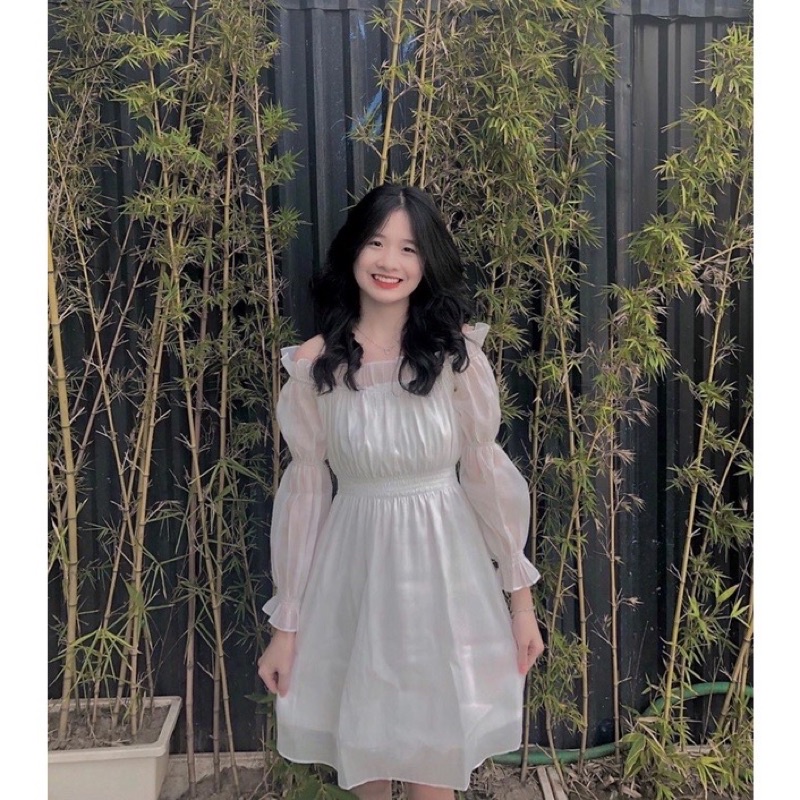 Váy trễ vai 🌸 Váy tiểu thư màu trắng bánh bèo bồng bềnh công chúa style ullzang dành cho nữ PHULA V01 | BigBuy360 - bigbuy360.vn