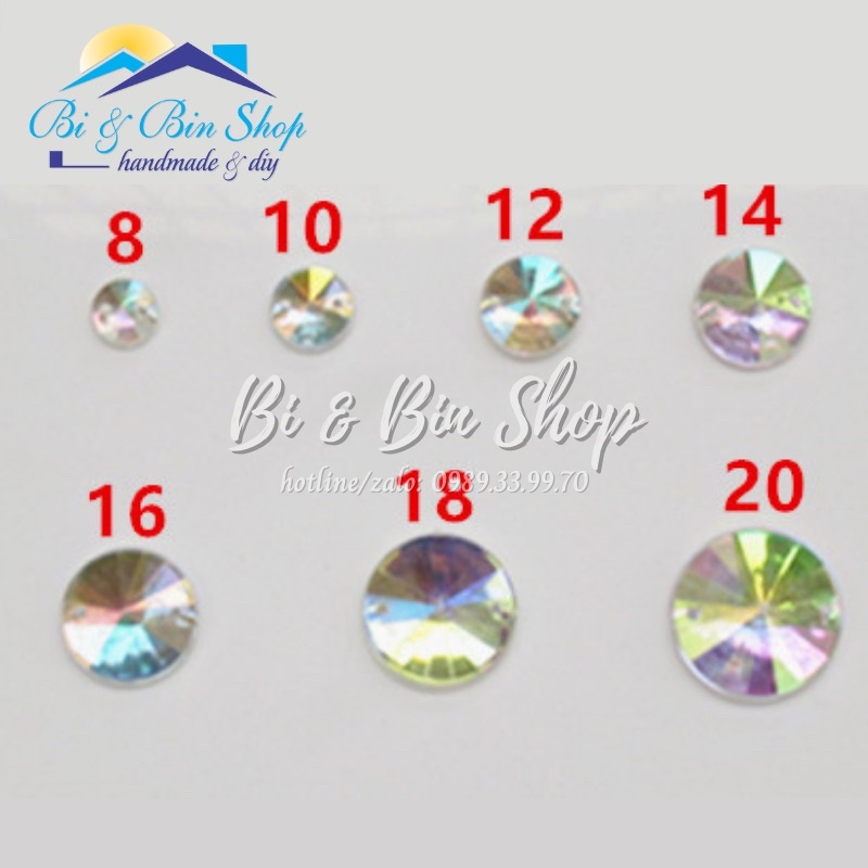 Đá Kết Tròn Ánh Cừ AB Đính Kết Trang Phục Thời Trang Làm Phụ Kiện Handmade