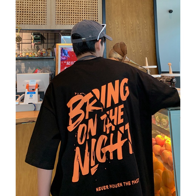 Áo Thun Tay Ngắn Dáng Rộng In Chữ Tiếng Anh Thời Trang hip hop Đường Phố Hàn Quốc size Lớn M-8XL Cho Nam Và Nữ