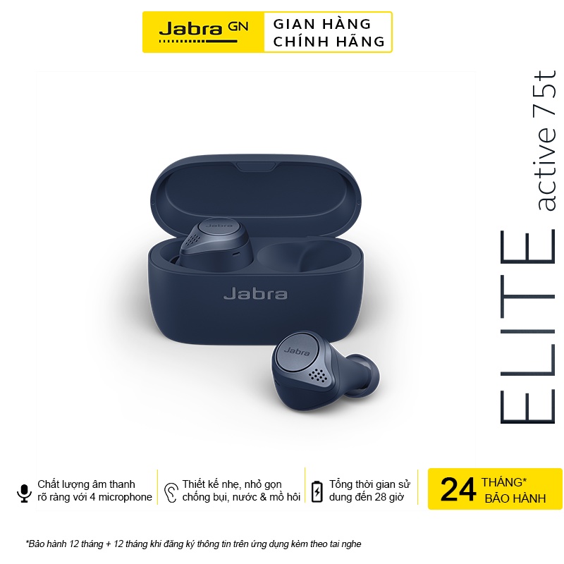 Tai Nghe Bluetooth True Wireless Jabra Elite Active 75T - Hàng Chính Hãng