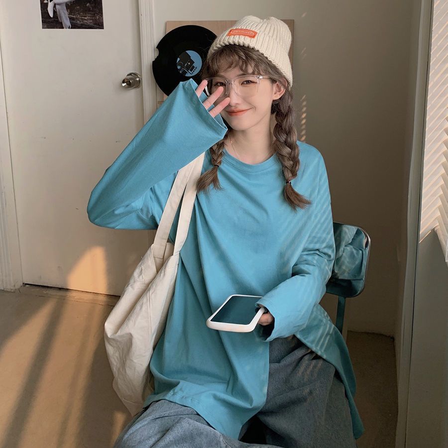 Áo Hoodie% Cotton Tay Dài Dáng Rộng Thời Trang Dành Cho Nữ