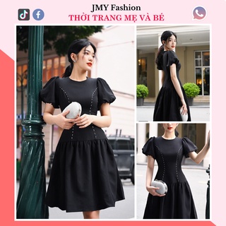 V2079 Váy đen tay bồng cổ tròn dự tiệc khâu đột thiết kế - (MC) Modish and Chic