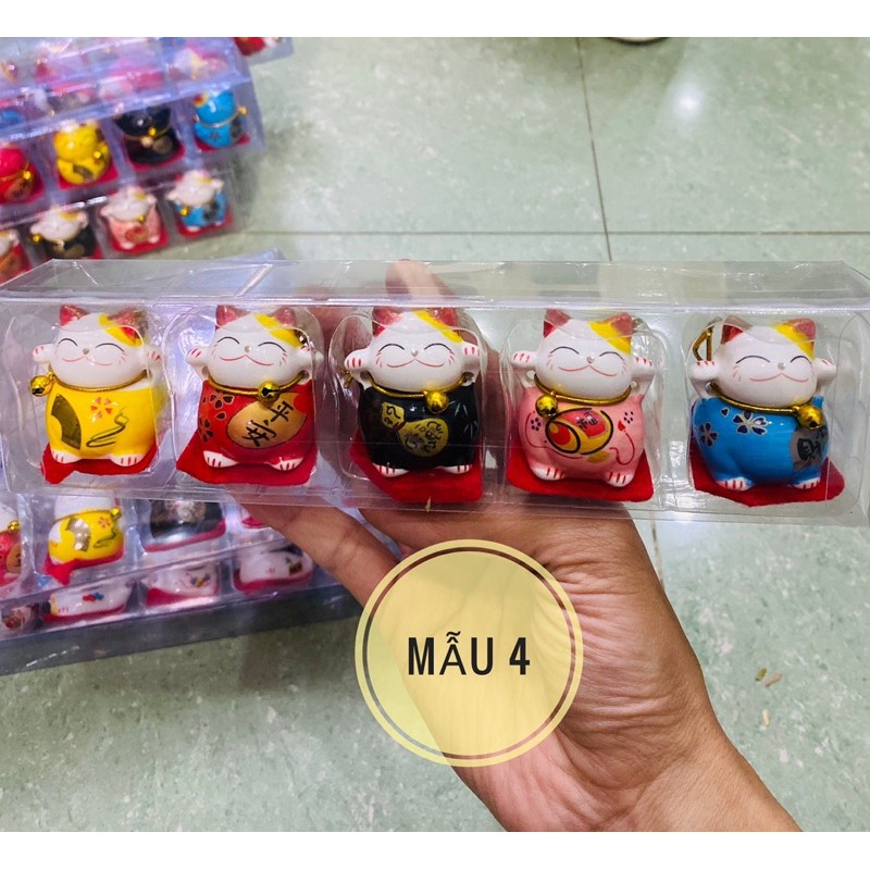 [ 11 MẪU] 🔥 FREESHIP 🔥 Bộ 5 mèo thần tài sứ mini, hộp acrilic chống va đập. | BigBuy360 - bigbuy360.vn