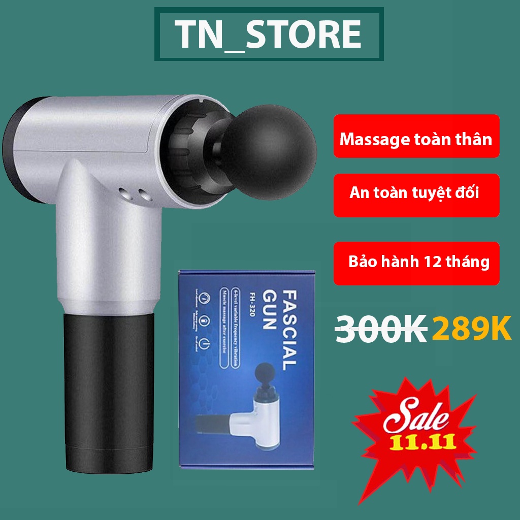 Súng Massage Cầm Tay Gun 4 Đầu 6 Chế Độ Chính Hãng Giảm Đau Căng Cơ Trị Nhức Mỏi Vai Gáy,Thoái Hóa Khớp