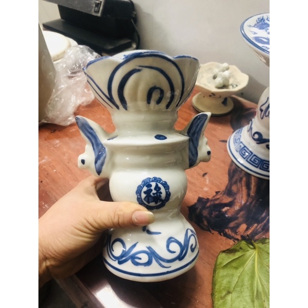 chân nến ( gốm sứ bát tràng )cao 18cm