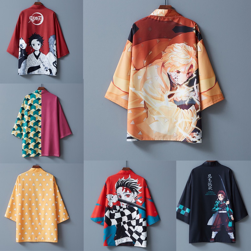 Áo Choàng Kimono Hóa Trang Nhân Vật Anime Demon Slayer Agatsuma Zenitsu Tomioka Giyuu Rengoku Kyoujurou Iguro Obanai Haori