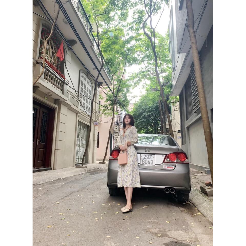 Váy đầm nữ hoa nhí nữ xinh  cá tính bánh bèo dài dự tiệc dáng xòe V03