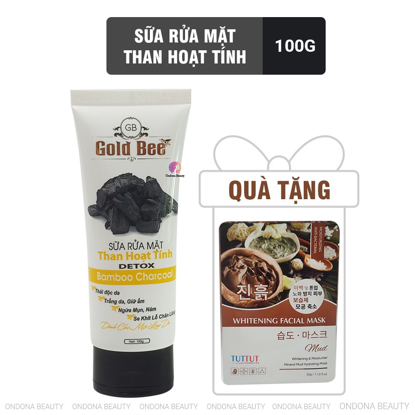 [Thải Độc Da] SỮA RỬA MẶT THAN HOẠT TÍNH DETOX Gold Bee - Ondona Beauty