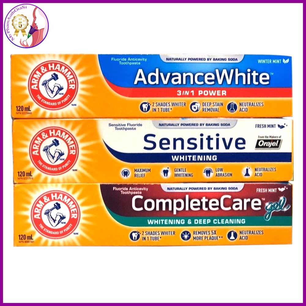 Kem đánh răng làm trắng chiết xuất muối diệt khuẩn chống ê buốt Arm &amp; Hammer Mỹ- 120 gram ( Kem Đánh Răng Cây Búa)