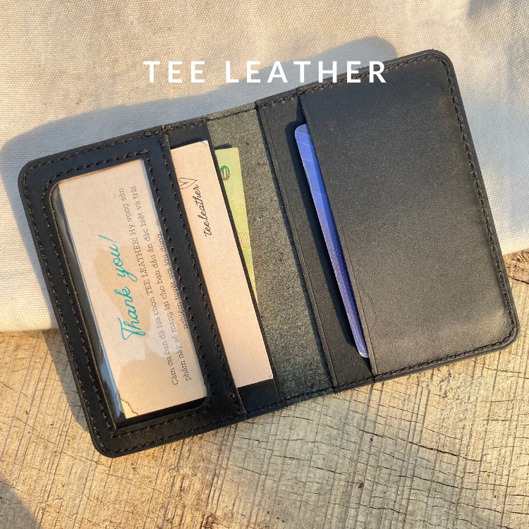 Ví nam nữ mini TEE LEATHER da bò thật siêu bền, thiết kế dáng ví đựng thẻ cầm tay nhỏ gọn sang trọng