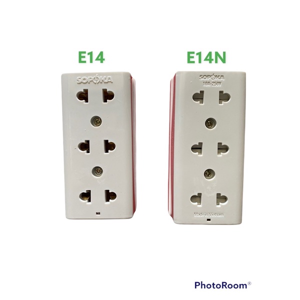 Ổ cắm điện 3 lổ E14, E14N loại tốt 10A chống cháy , có màn che an toàn cao cấp