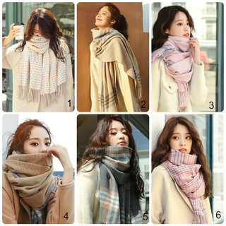Khăn Quàng Cổ Hai Mặt Kẻ Caro Cho Nam Nữ Kẻ Caro Phong Cách Vintage Hàn Quốc Hàng Thiết Kế Chất Len Dạ Mềm Mịn