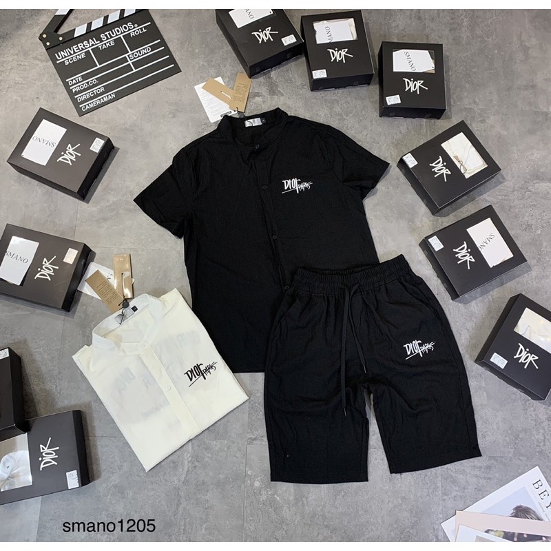 Đồ bộ đũi nam thêu chữ . Đồ bộ hè nam đũi | BigBuy360 - bigbuy360.vn