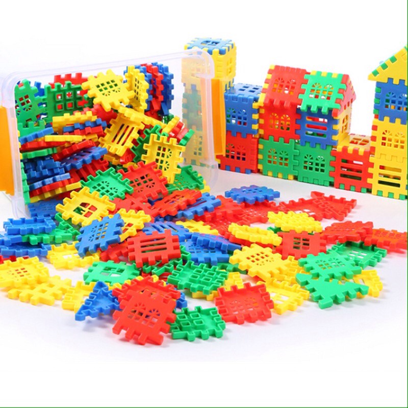 Bộ xếp hình khối nhà,nhiều màu sắc - kích thích trí tuệ cho trẻ (có hình ảnh thật)