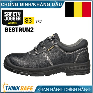 Giày bảo hộ Jogger Bestrun 2 S3-SRC da bò thật, chống dầu, chống đâm xuyên (đen)