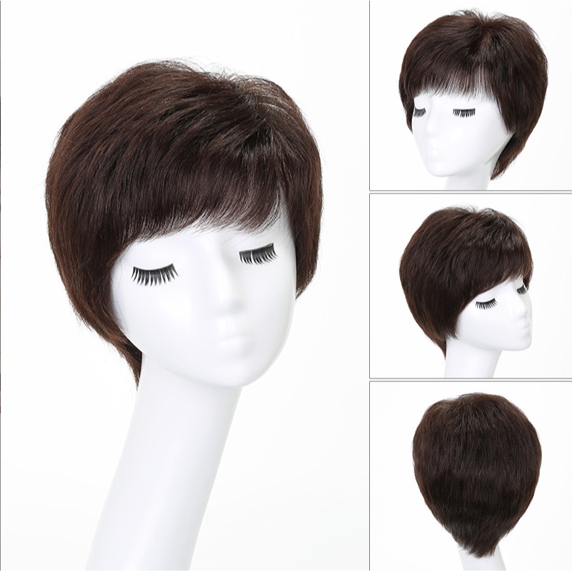 🌿Tặng Lưới🌿 Tóc giả nữ trung niên nguyên đầu tự nhiên - TG45