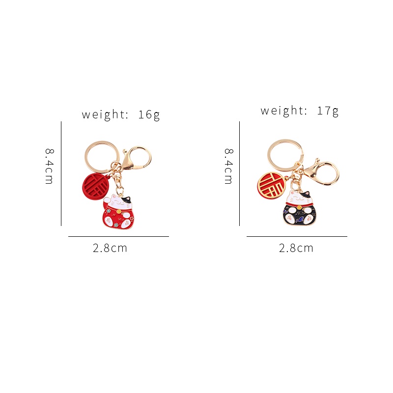 Móc khóa QIHE JEWELRY hình mèo may mắn 4 kiểu lựa chọn