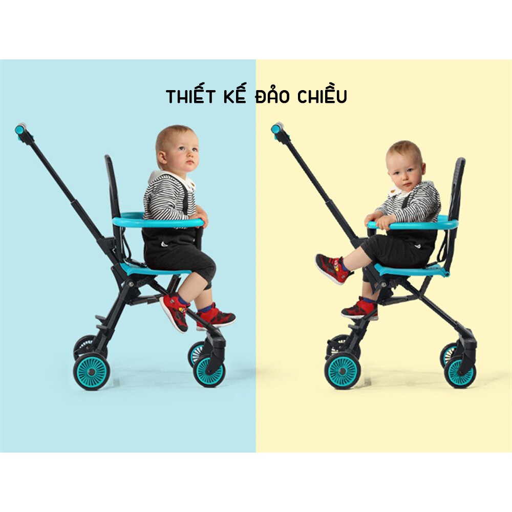 |Baongubaby| Xe đẩy gấp gọn cho bé VOVO playkid - Kinlee - Scooter 5 bánh xoay 360, xe đẩy du lịch trẻ em