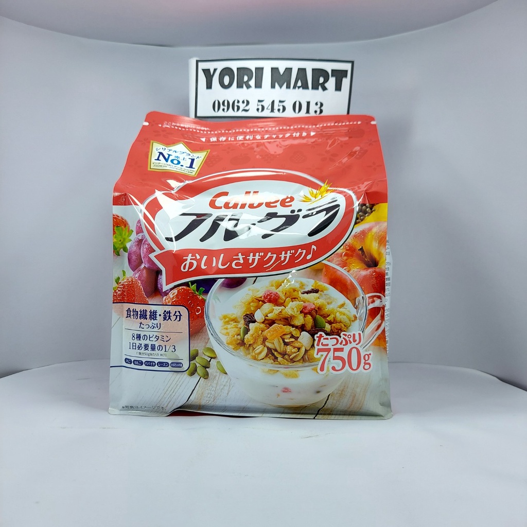 [Mẫu mới] Ngũ cốc trái cây Calbee gói đỏ vị ngon tuyệt gói 750g- Nhật Bản [HSD 10/ 2022]