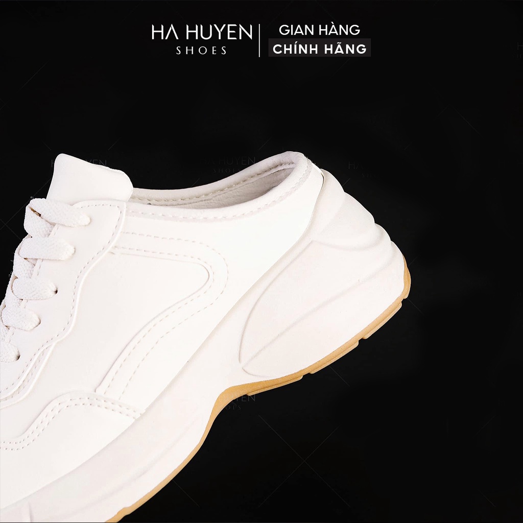 Sục thể thao nữ Hà Huyền Shoes sneaker trơn đế viền nâu năng động trẻ trung - TT002