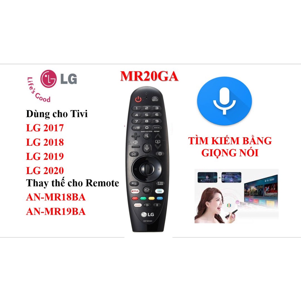 Remote Điều Khiển Tivi Thông Minh LG AN-MR19BA, MR20GA, AN-MR18BA có giọng nói  . Bảo hành 24t