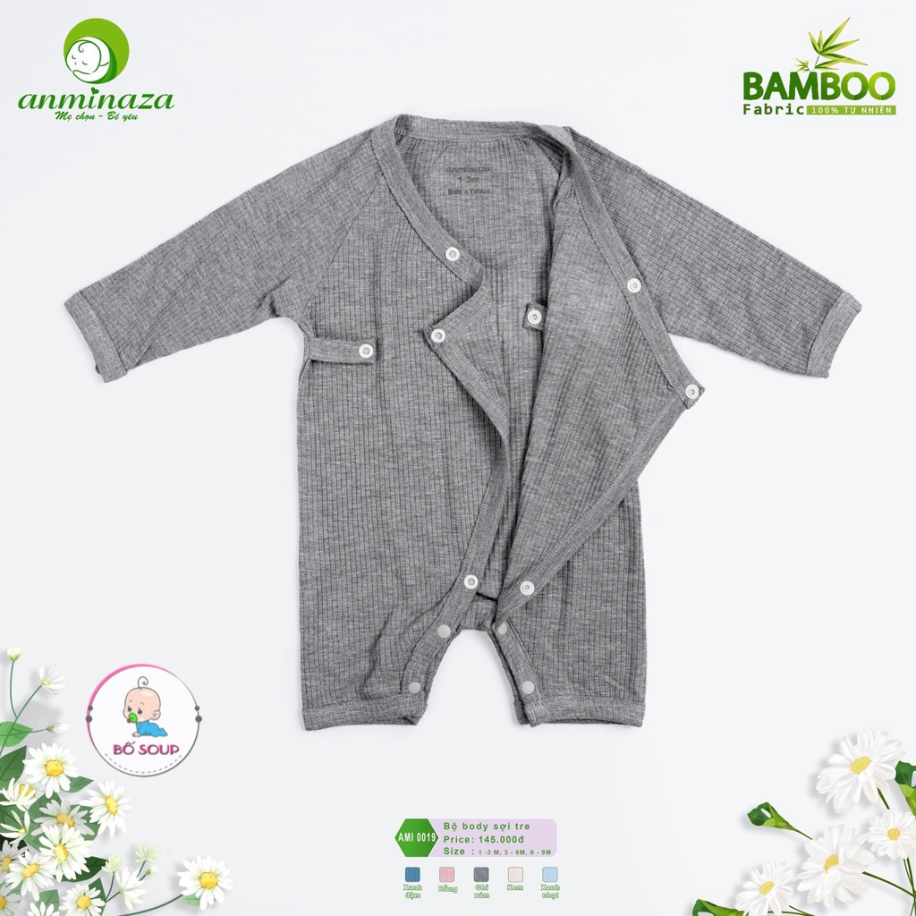 Bodysuit cộc Anminaza chất liệu sợi tre mềm mại cho bé