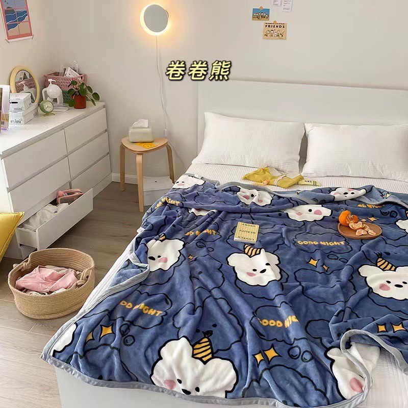 Chăn tuyết nhung sữa mềm mịn - Mềm đắp 4 mùa, chăn văn phòng kích thước 2mx2m3