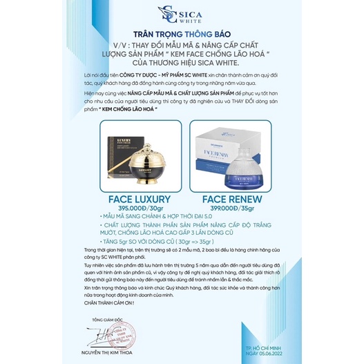 KEM FACE XANH - FACE RENEW SICA WHITE DƯỠNG TRẮNG CHỐNG LÃO HOÁ