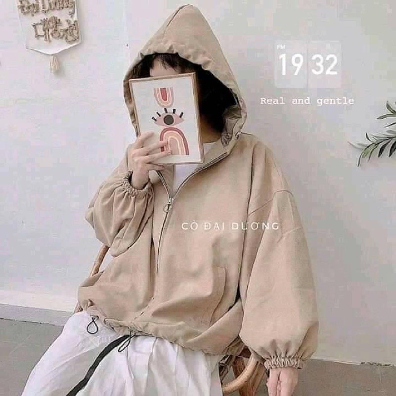 Áo Khoác RoundLock Tay Bồng Nữ [FREESHIP] 🌸 Jacket nhung tăm khóa tròn form rộng bigsize màu ĐEN | BE Ulzzang HOT 🌸 | BigBuy360 - bigbuy360.vn