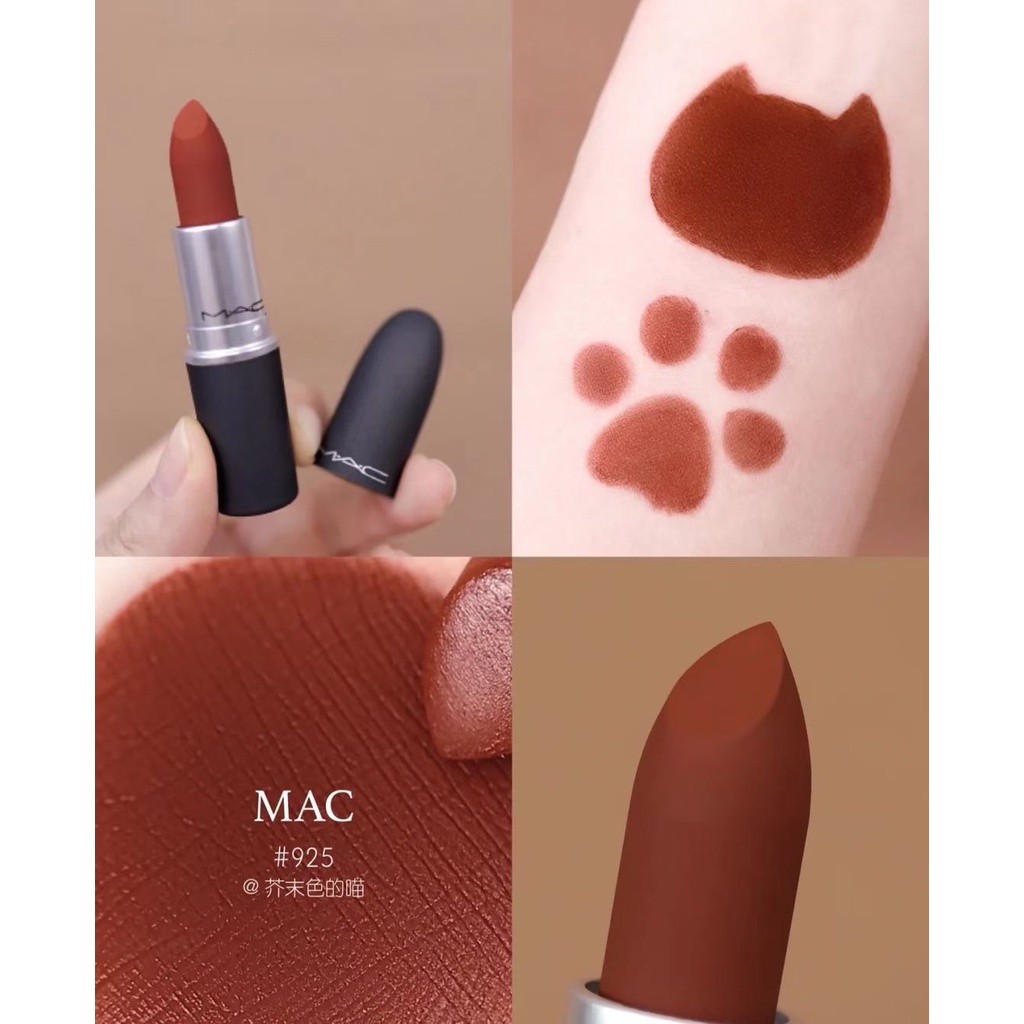 Son Mac Ruby Woo/Devoted Chili/Lady Danger/Dangerous/Marrakesh, Powder Kiss Lipstick, Rettro Matte Full Size 3g