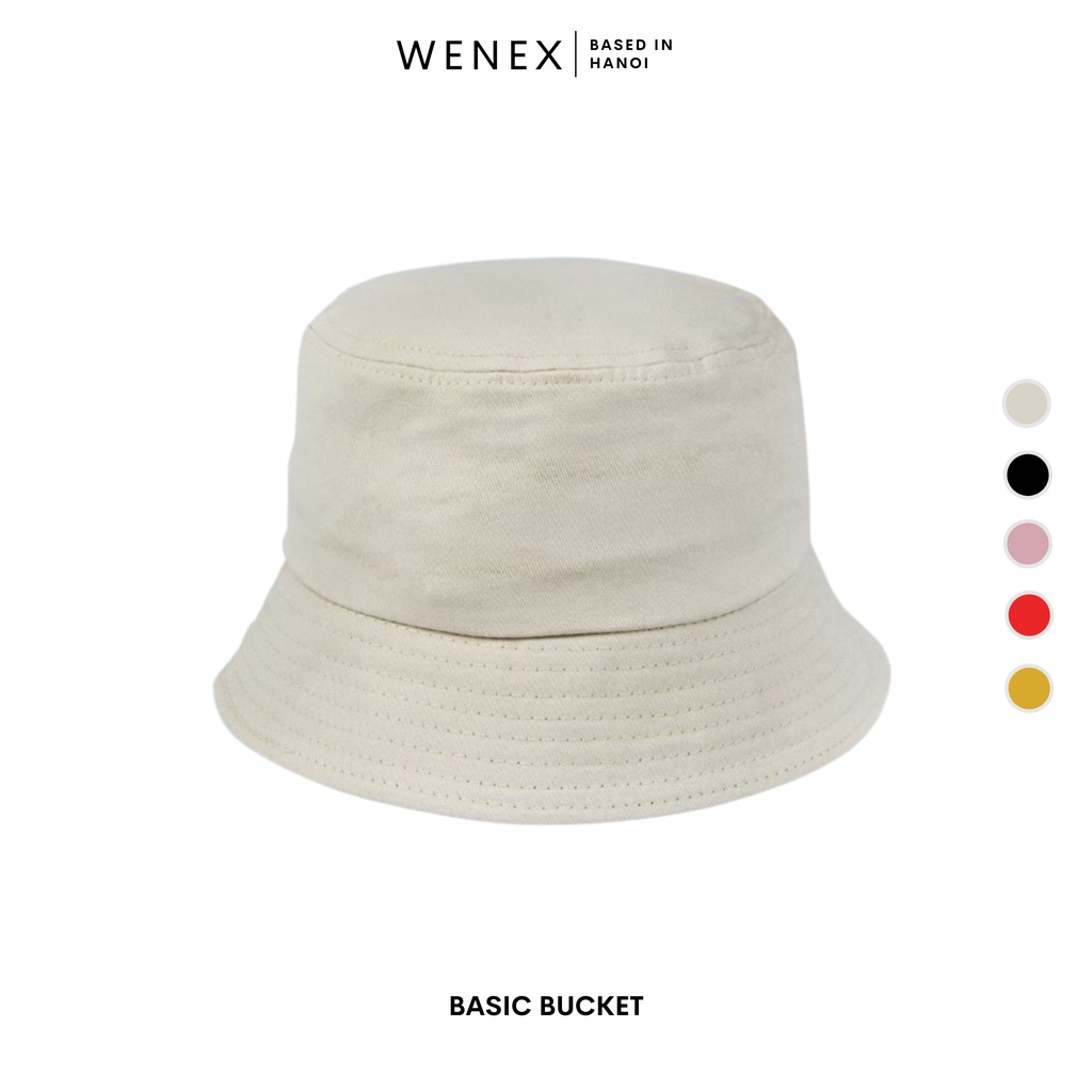 Mũ Bucket Vành Tròn WENEX Trơn Nhiều Màu Phong Cách Ulzzang Hàn Quốc Unisex Nam Nữ Essential