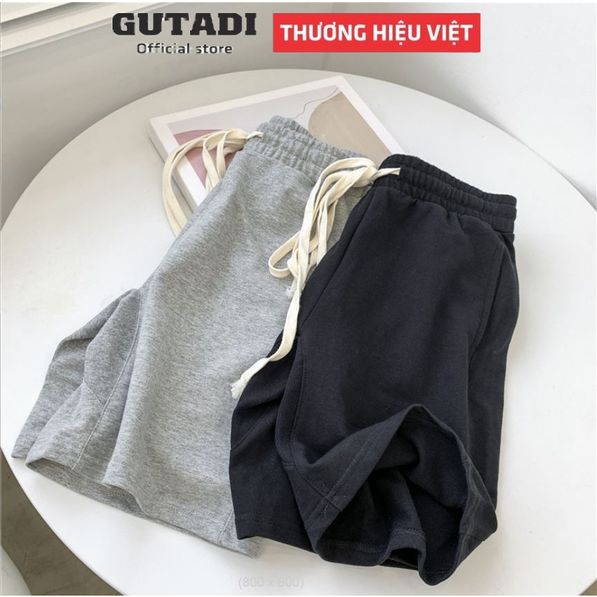 Quần Short Unisex Nam Nữ Dáng Lửng Trơn Chất Nỉ Cao Cấp Có Túi GUTADI