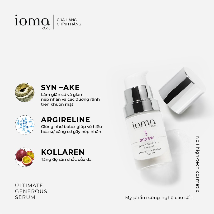 Serum trẻ hóa toàn diện IOMA PARIS Ultimate Generous Serum 15ml
