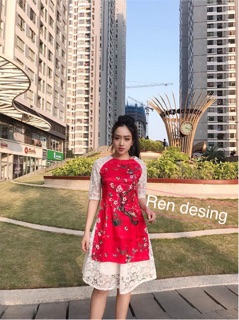 Áo dài gấm ren 