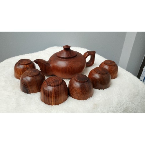 Bộ ấm chén nguyên khối gỗ hương,ấm chén trà trang trí