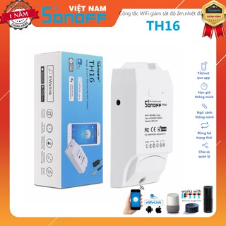 Công Tắc Điều Khiển Wifi Cảm Biến Nhiệt Độ, Độ Ẩm Sonoff TH16
