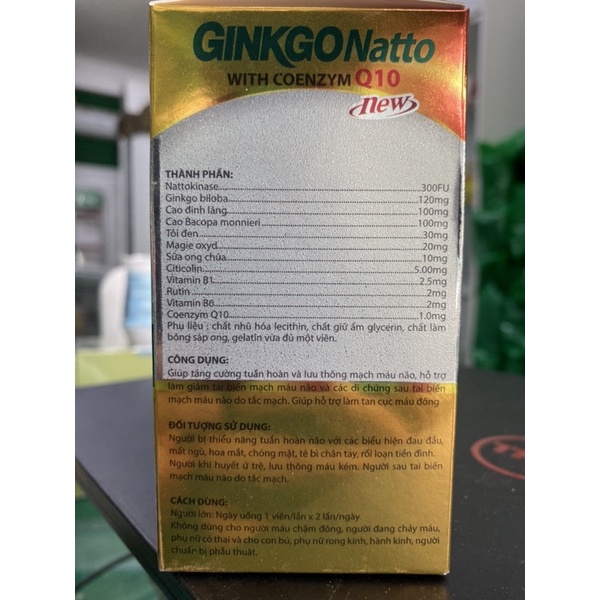 Ginkgo Natto New  - Hỗ trợ giúp phòng ngừa và làm tan cục máu đông, tăng cường tuần hoàn máu não