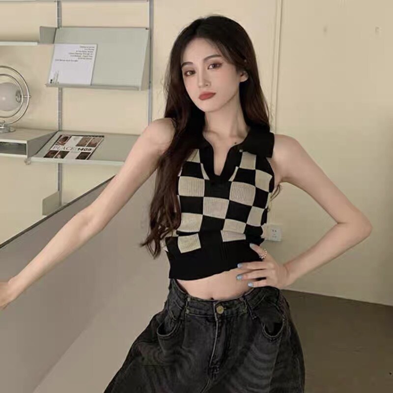 Áo 3 Lỗ Len Kẻ Mongtoghi Cổ Bẻ Nhiều Màu Phong Cách Ulzzang Hàn Quốc