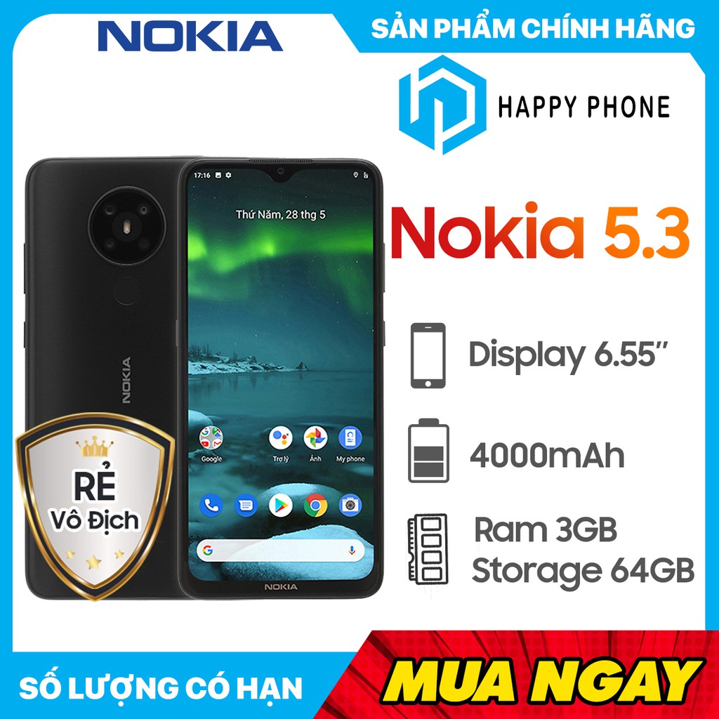 Điện thoại Nokia 5.3 - 3GB/64GB, 2 sim